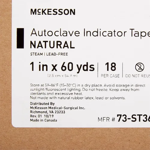 Vista 8 de McKesson Cinta indicadora de autoclave, natural, 1 in x 60 yardas, 18 ct Vapor