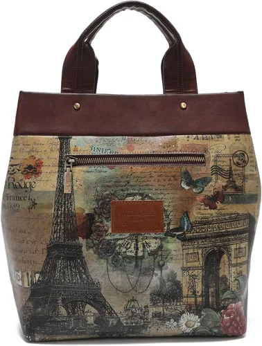 Vista 5 de Nicole Lee Paris Fashion Week - Bolso grande de hombro con adornos de flores de mariposa, múltiples bolsillos, correa cruzada opcional, Semana