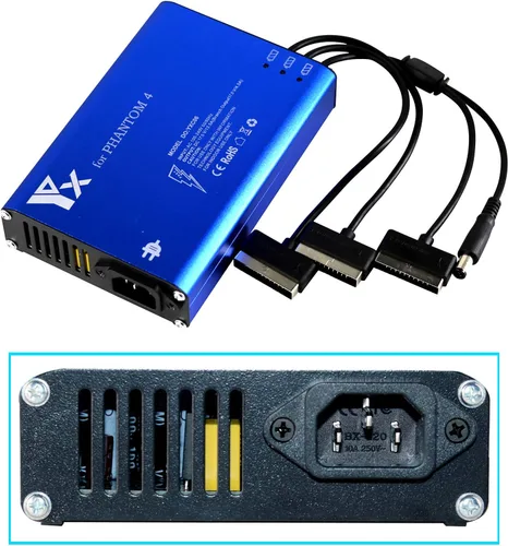 Vista 5 de Cargador de batería múltiple inteligente 4 en 1 con conexión a tierra para DJI Phantom 4/4 Advanced/4 Pro V2.0/4 Pro Plus Obsidian Drone y control