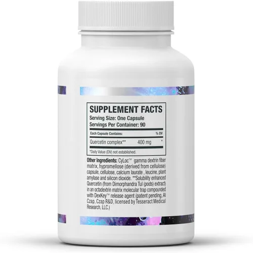 Vista 7 de Tesseract QuerciSorb QR, suplemento de quercetina, 350 mg, 90 cápsulas Liberación rápida, antioxidante y apoyo inmunológico, absorción avanzada