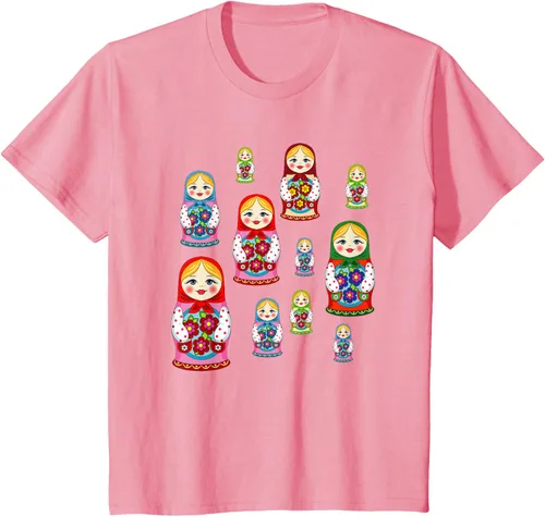 Vista 18 de Rusia - Camiseta de juguete retro para niños, diseño de muñecas rusas