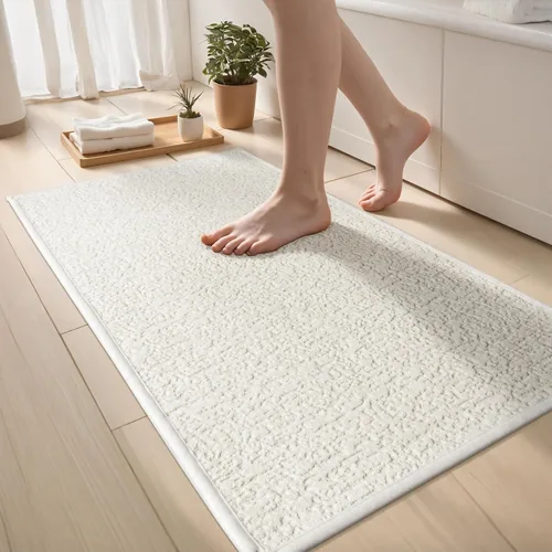 Vista 18 de Tapetes de baño antideslizantes delgados para debajo de la puerta, tapetes de baño de secado rápido absorbentes con respaldo de goma trenzado