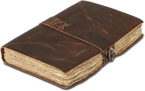 Vista 14 de Diario de cuero vintage hecho a mano de búfalo no rellenable con papel de borde irregular – Diario encuadernado en cuero para mujeres, hombres
