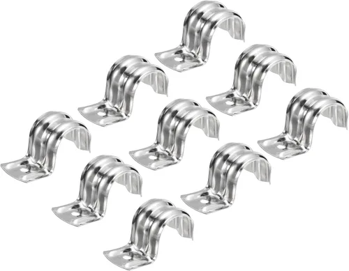 Vista 6 de uxcell 18 correas de tubo rígidas de 1 pulgada, correas de un agujero en forma de R, abrazadera de tubo de acero inoxidable para instalación