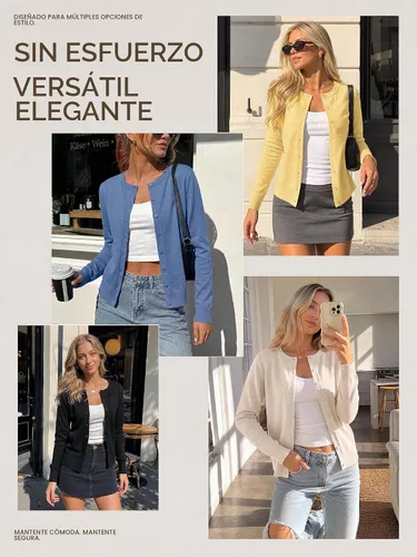 Vista 6 de Trendy Queen Women's Lightweight Knit Cardigan Gris Melange