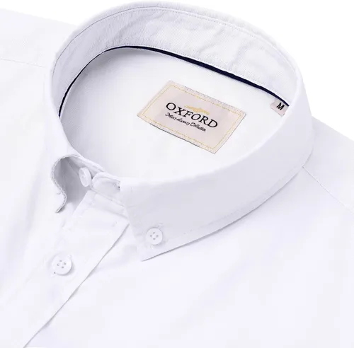 Vista 2 de Alimens & Gentle Camisa Oxford de manga corta para hombre, ajuste regular, cuello abotonado, con bolsillo