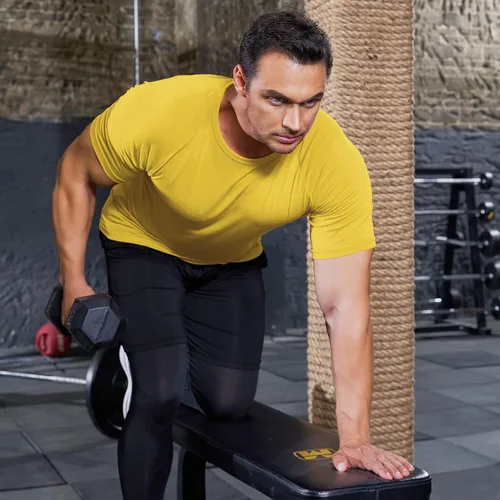 Vista 2 de COOFANDY Paquete de 3 camisetas de entrenamiento para hombre, manga corta, gimnasio, culturismo, muscular, capa base, camisetas de fitness