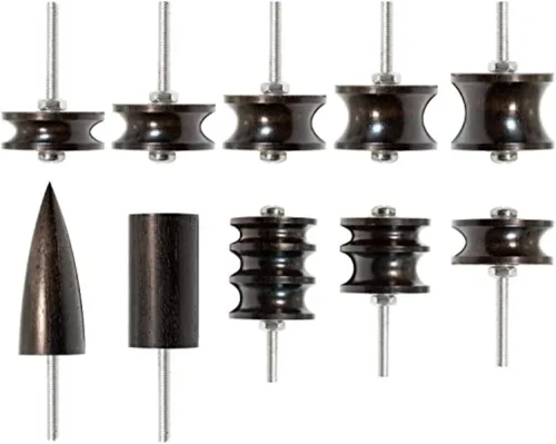 Vista 7 de 7pcs Black Ebony Wood Leather Burnisher: cabeza pulida eléctrica, fácil de usar. Profesional para bruñido de bordes y pliegues, compatible
