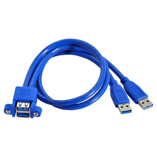 Vista 9 de chenyang USB 3.0 Cabezal de panel frontal 2 macho a 2 USB 3.0 hembra Panel Cable de extensión 0.5M con orificios de montaje en panel