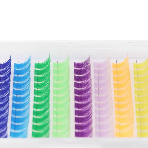 Vista 6 de Pestañas postizas de tallo ancho con varias pestañas falsas de colores D Curl de 10 a 20 mm para elegir, pestañas postizas profesionales