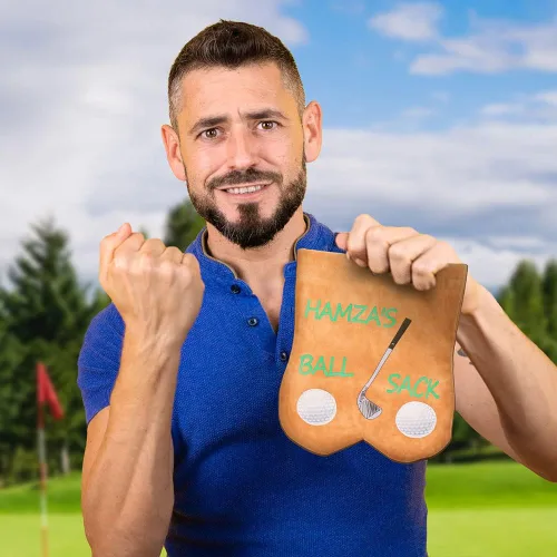 Vista 6 de Bolsa de pelota de golf con nombre personalizado, bolsa divertida para pelotas de golf, regalos de golf para hombres, soporte portátil de franela