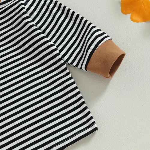 Vista 3 de Engofs Conjunto de ropa de otoño e invierno para bebé y niño pequeño, sudadera de manga larga a rayas y pantalones