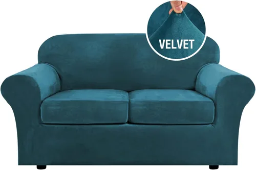 Vista 112 de H.VERSAILTEX - Funda elástica para sofá de 2 piezas, funda protectora de terciopelo, suave, con parte inferior elástica, con un ancho de hasta 49