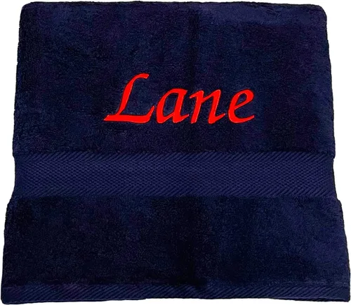 Vista 5 de Liberty21 Toalla de baño personalizada con monograma. Toalla bordada personalizada. (azul oscuro)