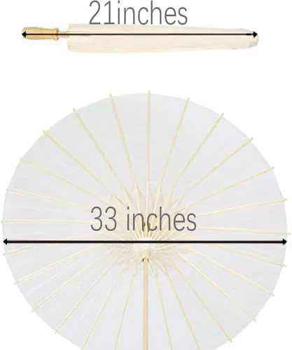 Vista 7 de Paraguas de papel con mango de madera, paraguas a granel para decoración de bodas, 32 pulgadas, paquete de 10