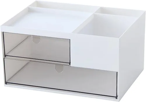 Vista 11 de Organizador de escritorio con cajones, cajones de almacenamiento apilables, caja de almacenamiento de escritorio compacta de plástico, ideal