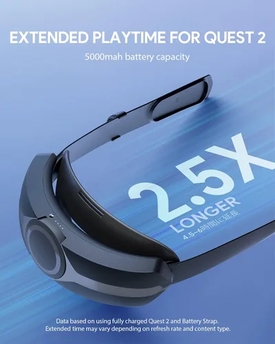 Vista 3 de All-Black 8 in 1 Accessories Set for MetaOculus Quest 2, Include Aubika Elite Battery Strap + Hard Carrying Case + Shell Protective Front Cover +