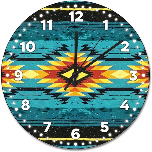 Vista 14 de ArogGeld Reloj de pared grande de madera para decoración de guardería, funciona con pilas, 12 pulgadas, silencioso, arco iris, bohemio, reloj