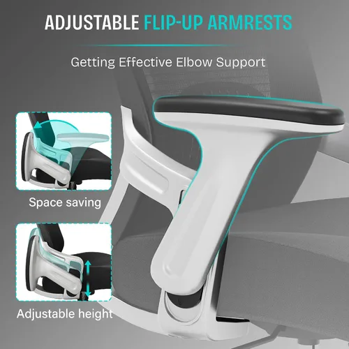 Vista 5 de SUNNOW Silla de oficina, silla ergonómica de escritorio para computadora, silla ejecutiva resistente, soporte lumbar ajustable, brazos abatibles