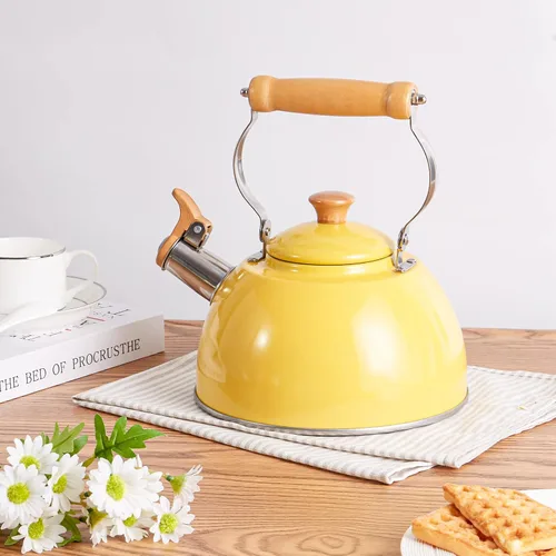 Vista 29 de ROCKURWOK - Tetera de estufa, tetera con mango ergonómico de tacto frío, tetera de acero inoxidable de grado alimenticio, tetera de estufa, tetera