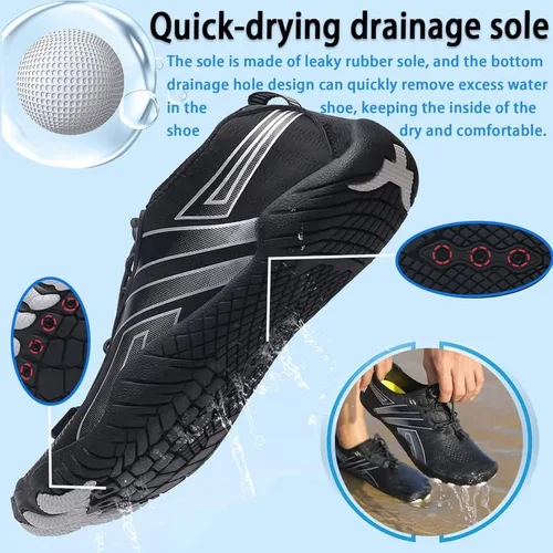 Vista 3 de Zapatos de agua para hombre y mujer, zapatos descalzos de secado rápido, deportes al aire libre para natación, piscina, playa, surf, caminar, agua