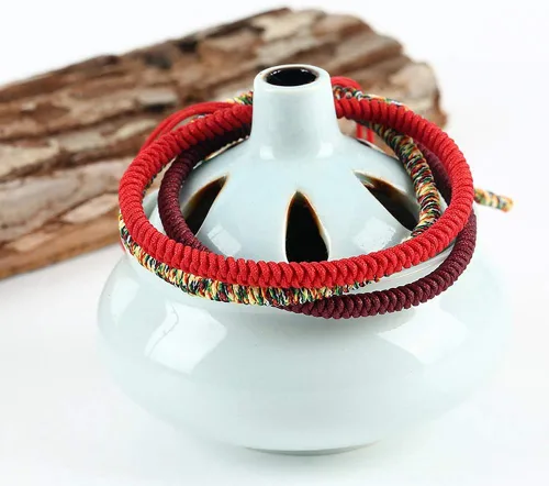 Vista 4 de Pulsera de cuerda roja de la suerte china para hombres y mujeres, oración budista tibetana, hecha a mano, cuerda de oración de yoga, pulsera