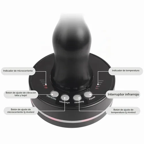 Vista 2 de Cepillo Meridian, masajeador eléctrico de espalda con luz roja para celulitis, piel radiante y más suave, con panel de control y cepillo corporal