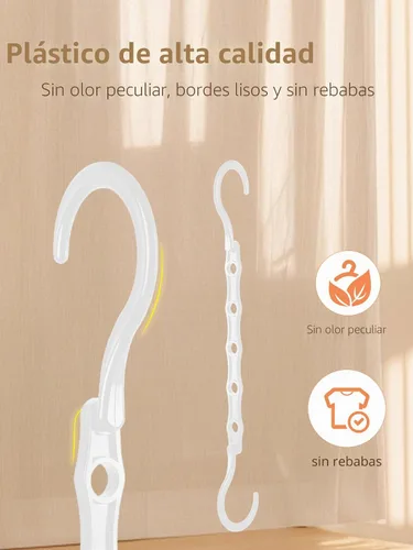 Vista 6 de HOUSE DAY Perchas mágicas blancas que ahorran espacio, ganchos de percha inteligentes premium, perchas en cascada resistentes con 5 agujeros