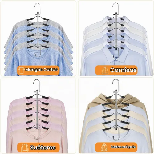 Vista 6 de TOPIA HANGER Percha para Ropa que Ahorra Espacio, Perchas de 6 Niveles para Camisas y Abrigos que Ahorran Espacio Sin Protuberancia en los Hombros
