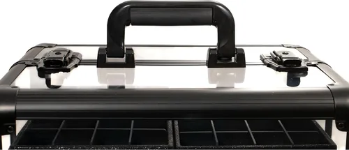 Vista 6 de Ver Beauty Art Craft - Bandeja blindada fácil de deslizar, caja de herramientas de almacenamiento con soporte para base, acrílico negro