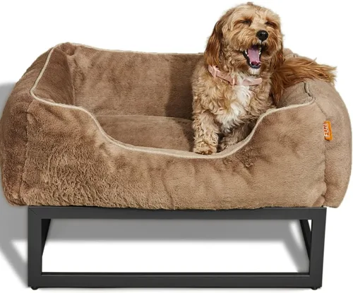 Vista 16 de FUZI Cama elevada para perro, camas elevadas de lujo para perros, funda extraíble y lavable a máquina, cama ortopédica para mascotas para interiores