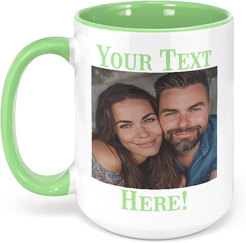 Vista 21 de Taza de café de cerámica negra personalizada de 11 onzas con texto, mensaje, tu texto aquí, nombre, DYE Taza para Cafe personalizadas, con foto