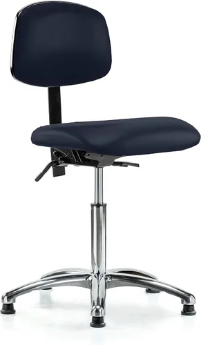 Vista 15 de Perch - Silla de laboratorio con ruedas cromadas con soporte de respaldo ajustable, altura del escritorio de 17 a 22 pulgadas, tela negra