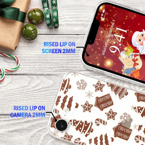 Vista 3 de LCHULLE Compatible con iPhone SE 2022/2020 Funda para iPhone 8 iPhone 7 Funda de Navidad Santa Vacaciones Diseño Transparente Claro Mujeres Hombres