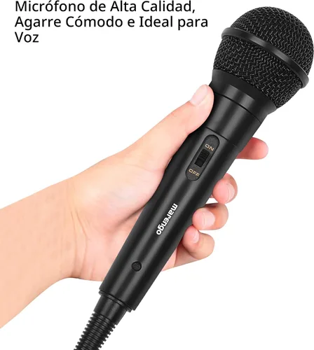 Vista 8 de Marengo Micrófono de Mano con Cable, Micrófono Vocal Dinámico Cardioide con Cable de 13 pies e Interruptor de Encendido/Apagado, Idealmente Adecuado