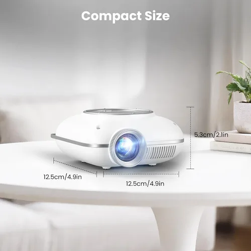 Vista 8 de Mini proyector, proyector Bluetooth portátil compatible con 1080P Blanco