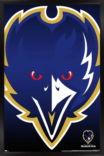 Vista 6 de Trends International NFL Baltimore Ravens - Póster de pared con logotipo 14, 22.375 x 34 pulgadas, versión premium sin marco