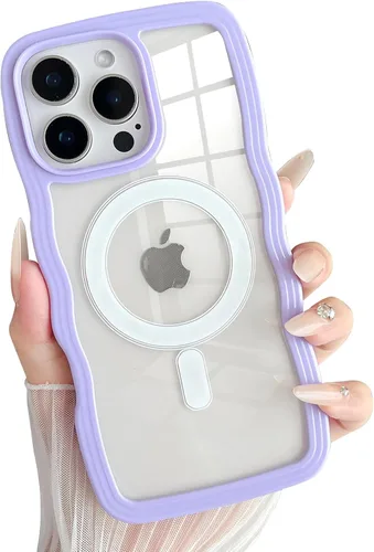 Vista 33 de Yeddabox Magsafe - Funda compatible con iPhone 13, diseño de ondas, lindo marco de colores de caramelo con ondas de agua, a prueba de golpes