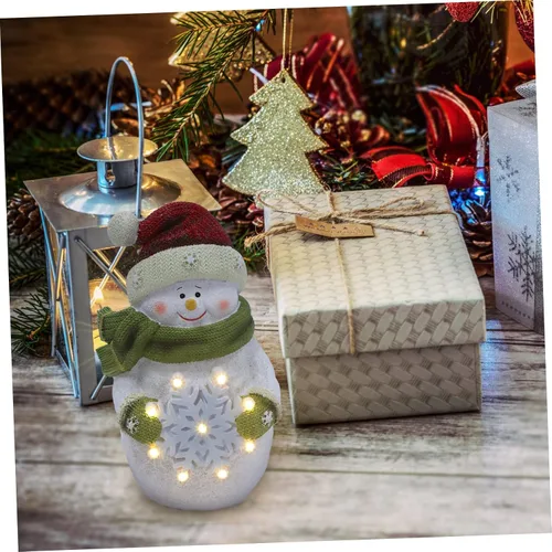 Vista 8 de 1 adorno creativo de muñeco de nieve de resina iluminado para decoración del hogar, manualidades luminosas para ambiente festivo, sala de estar