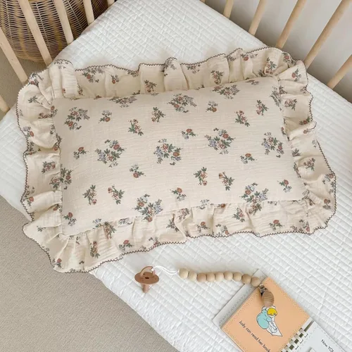 Vista 18 de BuLuTu Funda de almohada de muselina de algodón para niños pequeños con bonito patrón de flores de azalea, súper suave, funda de almohada para cuna