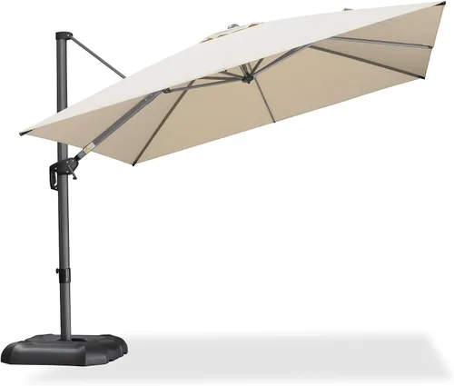 Vista 94 de PURPLE LEAF Sombrilla de patio de 8 pies para exteriores, sombrilla voladiza cuadrada de aluminio con rotación de 360 grados para jardín, terraza
