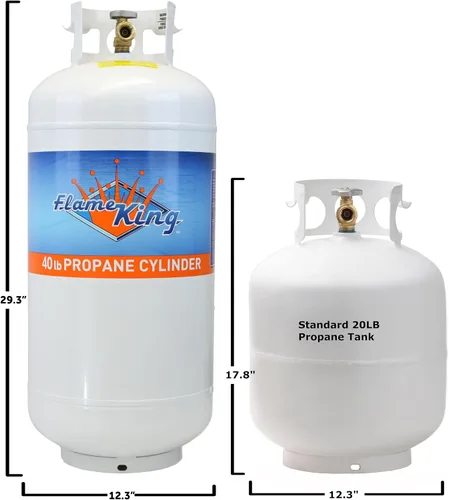 Vista 4 de Flame King YSN401b - Cilindro de tanque de propano de acero de 40 libras con válvula OPD, color blanco