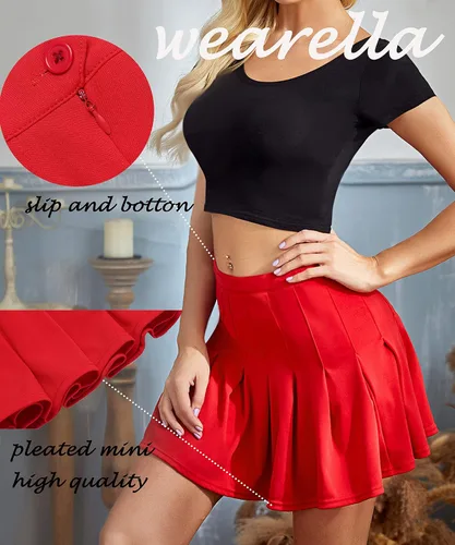 Vista 2 de Faldas deportivas para mujer con bolsillos, longitud hasta la rodilla, pantalones cortos integrados, falda casual para golf, tenis, entrenamiento