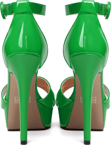 Vista 60 de MODENCOCO Sandalias de boda con correa de tobillo sexy para mujer, con plataforma y puntera abierta, tacón de aguja y tacón alto, zapatos de vestir