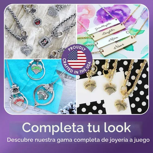 Vista 7 de Inspired Silver - Pulsera de plata con dije personalizado y circonitas cúbicas.