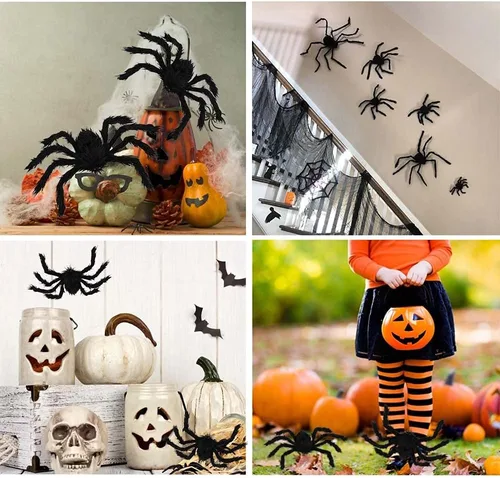 Vista 6 de Haawooky 7 arañas gigantes de Halloween, arañas peludas falsas realistas