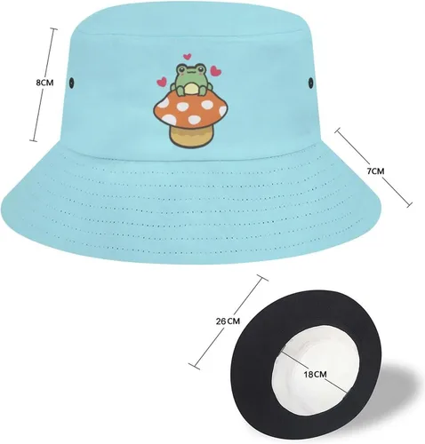 Vista 3 de Sombrero de pescador unisex con diseño de rana de dibujos animados, sombrero de verano para la playa, sombrero de sol para niñas y niños, gorra