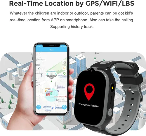 Vista 6 de Reloj inteligente 4G para niños, rastreador GPS, relojes inteligentes con videollamadas, juegos de rompecabezas de llamadas bidireccionales, chat