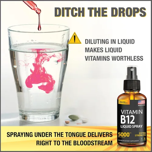 Vista 7 de Paquete de 2 – Spray líquido B12 de 5000 mcg – Vitamina B12 sublingual – Spray de vitamina B12 vegano – Metilcobalamina Vitamina B12 líquido que