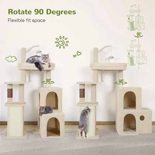 Vista 3 de Globlazer F50 Torre para Gatos para Gatos Adultos de Interior, Árbol para Gatos Resistente de 50 Pulgadas para Gatos Grandes, Casa de Árbol